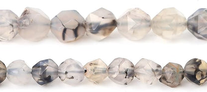 Faceted Natural Black Dragon Agate Stone Round Beads 8mm 36cm/Strand for Jewelry Making