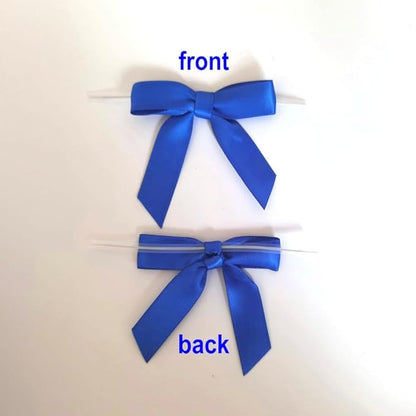 50pcs 2-1/2 Inch Blue Satin Ribbon Bows with Twist Tie Bows for Christmas Tree Decoration Gift Packing&Wrapping(Blue)