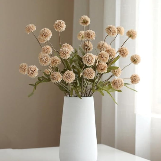 Artificial Flowers for Vases 20.5 Inch 10 Stems，Silk Dried Fake Mums Bouquet Indoor Faux Floral Arrangements for Decoration (Beige)