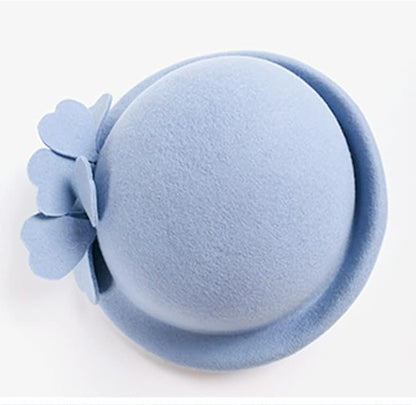 Women Wool Felt Ribbon French Fashion Vintage Millinery Beret Hats Top Cap Ladies Party Wedding Fedoras Chapeau