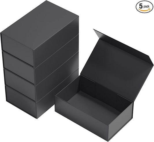 Gift Boxes Black with Magnetic Closure Lid 12" X 6" X 4" Gift Boxes for Presents,Luxury for Gift Packaging, Bridesmaid Gifts Box,Birthday Gift Box,Christmas Gift Box(5PCS)