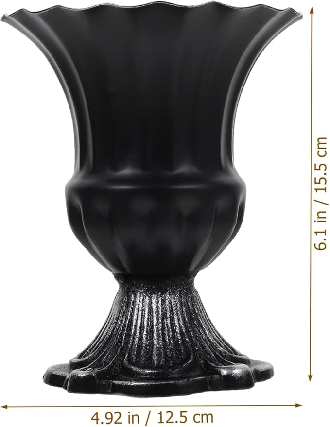 HOMSFOU Vintage Iron Trumpet Vase, Rustic Flower Holder for Centerpieces, Black Metal Floral Container for Home Decor