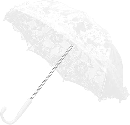 White Lace Embroidery Umbrella, 16.5 X 19.3in Bridal Decorative Photography Craft Sunshade Vintage Parasol Flowers Wedding Pet Decoration Umbrellas for Party Kids Women Photo Shoot Props