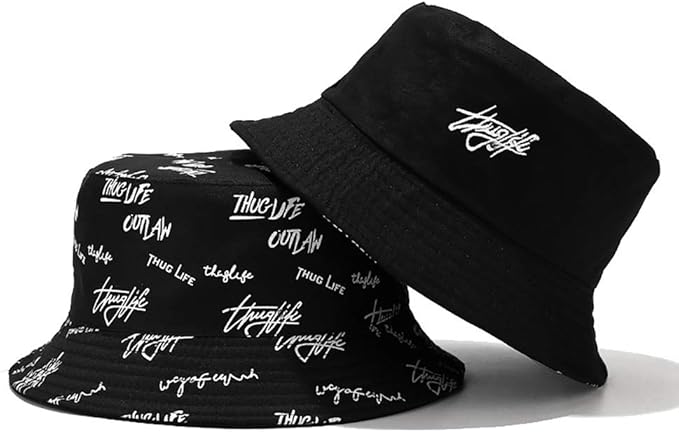 Malaxlx Unisex Bucket Hat Beach Sun Hat Aesthetic Fishing Hat for Men Women Teens, Reversible Double-Side-Wear