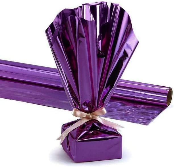 PMU Gift Wrap Mylar Roll Metallic Purple 2-sided, 48 Inches X 50 Ft Roll 1.4 Mil Highly Reflective Mylar Film, Great for Gifts, Birthdays, Christmas, Baskets, Arts & Crafts