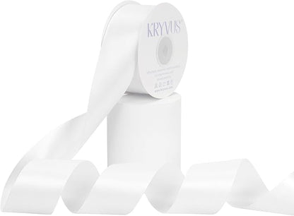 White Satin Ribbon, Double Faced 1-1/2 Inch X 25 Yards White Ribbon, Premium Satin Ribbon for Gift Wrapping, Crafts, Hair Bow Making, Sewing, Flower Bouquet, Wedding Party Decor