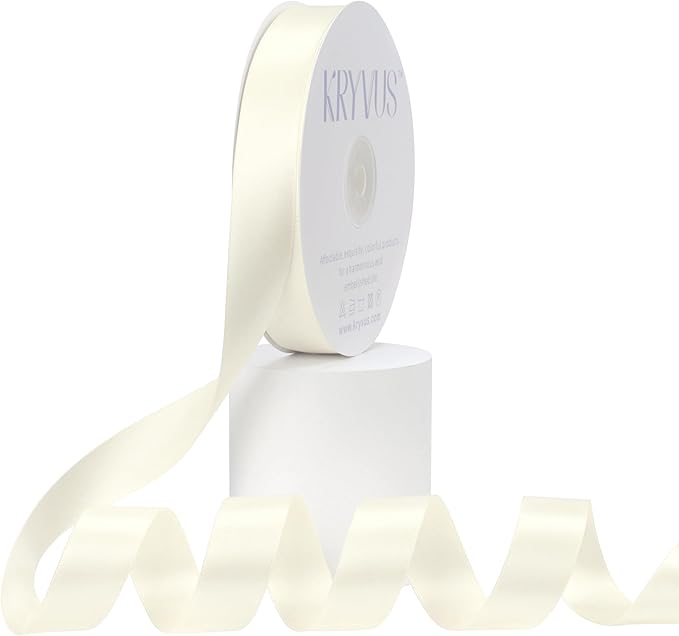 Ivory Satin Ribbon, Double Faced 7/8 Inch X 50 Yards Ivory Ribbon, Premium Satin Ribbon for Gift Wrapping, Crafts, Hair Bow Making, Sewing, Flower Bouquet, Wedding Party Decor