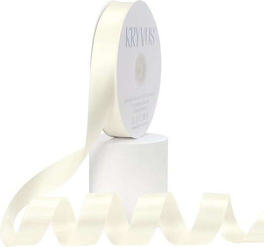 Ivory Satin Ribbon, Double Faced 7/8 Inch X 50 Yards Ivory Ribbon, Premium Satin Ribbon for Gift Wrapping, Crafts, Hair Bow Making, Sewing, Flower Bouquet, Wedding Party Decor