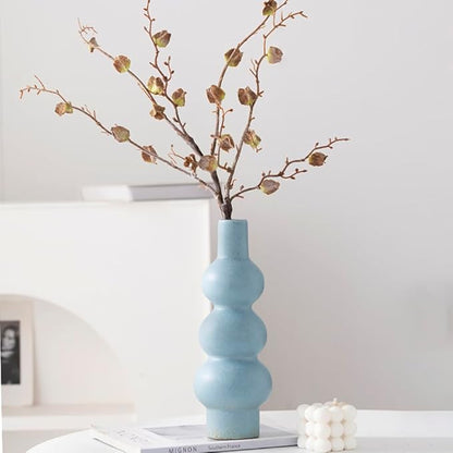 Blue Gradient Ceramic Vase - 3 Tier Gourd Shaped Modern Home Decor, Vase Minimalist Style Suitable for Modern Table & Shelf Home Decor/Living Room/Entryway/Shelf Display (Multi-Tier Design)