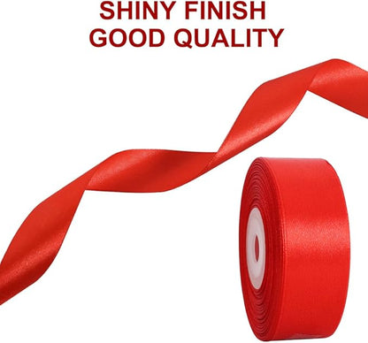 TONIFUL Red Satin Ribbon 1 Inch X 25yds Solid Silk Ribbons for Gift Wrapping, Craft, Floral Bouquets, Valentine's Day Christmas Gift Wrapping, Party Wedding Decoration