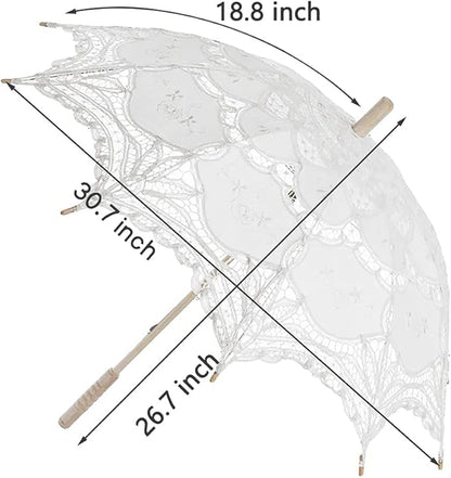 Lace Parasol Umbrella Vintage Wedding Bridal Lace Umbrella for Decoration Photo Tea Party 32 Inch Adult Size