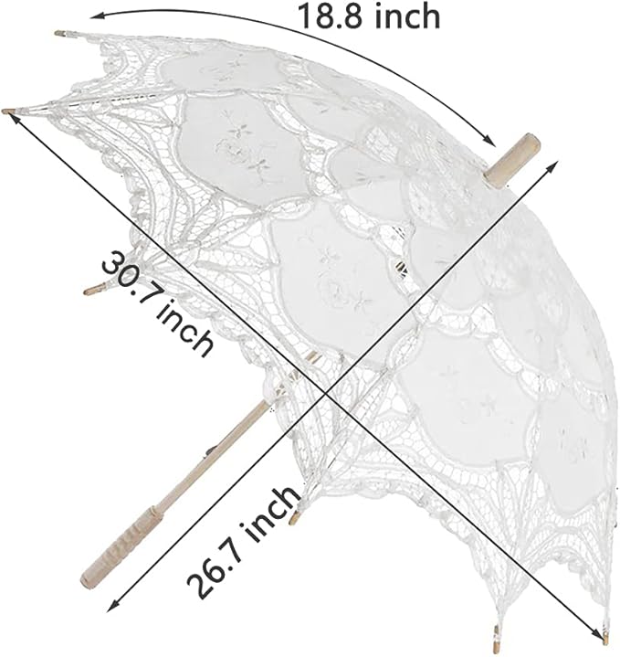 Lace Parasol Umbrella Vintage Wedding Bridal Lace Umbrella for Decoration Photo Tea Party 32 Inch Adult Size