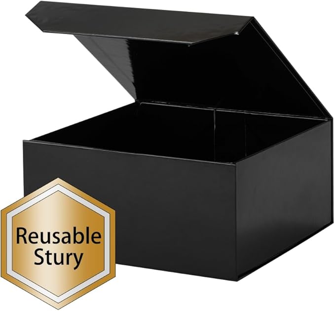 6 Pcs Small Black Gift Box 6x6x3 Inch Magnetic Gift Box Small Magnetic Box with Crinkle Paper Black Small Gift Box with Shredded Paper Luxury Gift Boxes with Lids for Presents