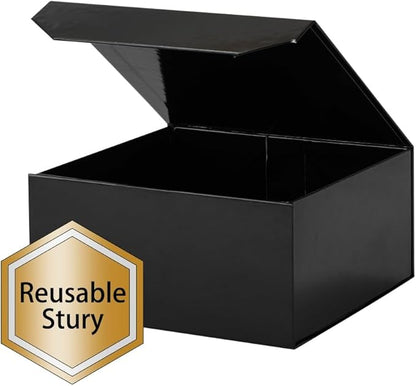 6 Pcs Small Black Gift Box 8x8x4 Inch Magnetic Gift Box Small Magnetic Box with Crinkle Paper Black Small Gift Box with Shredded Paper Luxury Gift Boxes with Lids for Presents