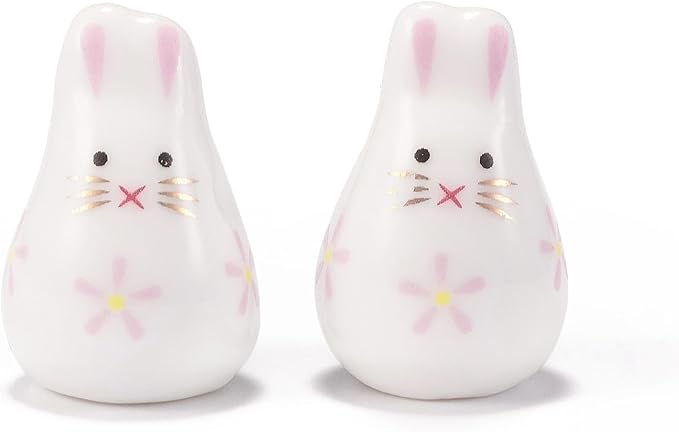 Beadthoven 5pcs Easter Rabbit Ceramic Beads White Rabbit Handmade Porcelain Beads Cute Lucky Animal Loose Craft Spacers for Jewelry Making DIY Bracelet Necklace Earrings Crafting 21x13.5mm Hole: 1.8mm