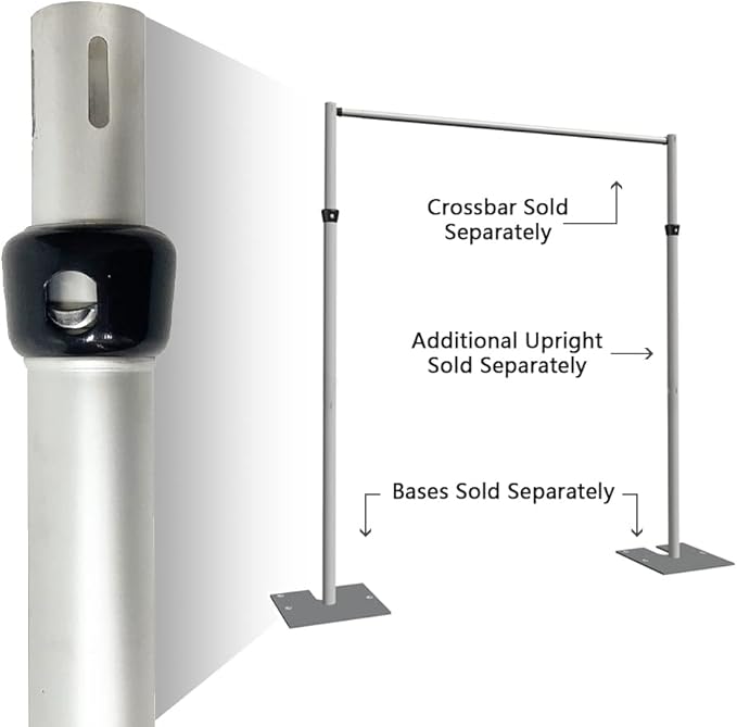 Portable Pipe and Drape Heavy Duty Backdrop Stand, ADJ Metal Frame and Heavy Metal Base for Wedding, Birthday Party, Photography Backdrop(1*ADJ UprightPole 6-10FT)