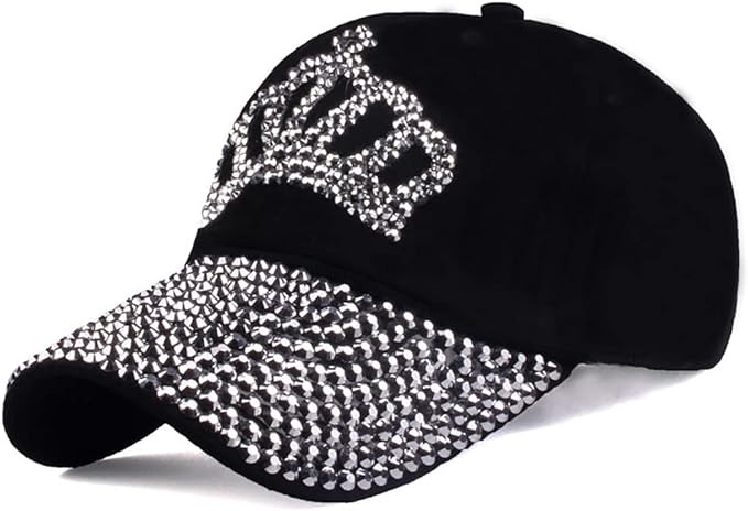 Gudessly Bling Women Baseball Cap Flower Snapback Rhinestone Sun Hats Adjustable Denim Jeans Hat