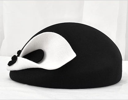 ORIDOOR Women Vintage 100% Wool Felt Flowers Bucket Cloche Bowler Hat Church Wedding Beret Hat