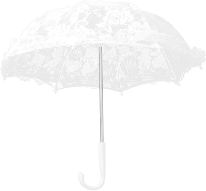 Hilitand Lace Umbrella White Embroidery Fashion Romantic Wedding Party Photography Decoration Umbrella Lightweight Mesh Parasol Lace Umbrella