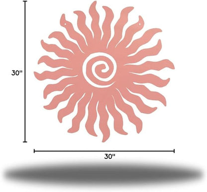 Riverside Designs Sunburst Metal Wall Art Steel Outdoor Decor - Heavy-Duty and Waterproof - Made in USA (30", Pink)