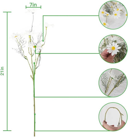 AmyHomie Artificial Flowers,10 pcs Silk Daisy, Artificial Gerber Daisy for Home Decoration, Fake Wildflowers Spring Flowers for Wedding Decoration(Milk White)