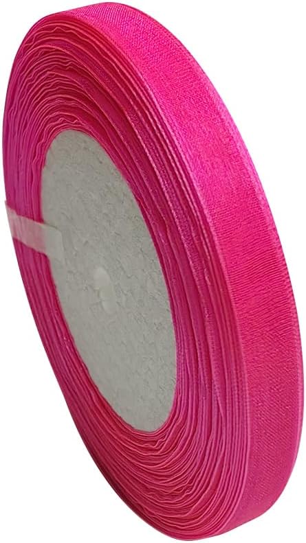 Chenkou Craft Solid Organza Ribbon 1/2" Hot-Pink 1 Roll 50 Yards Craft Bow Party Decoration Packing Ribbons (Hot Pink, 1/2"(12mm))