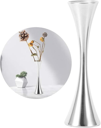Stainless Steel Flower Vase, Small Bud Decorative Vase Round Mouth Waist Flower Inserter Holder for Home