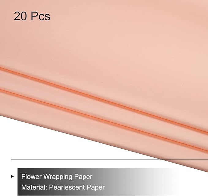 MECCANIXITY 20 Pcs Flower Wrapping Paper 22.8x22.8 Inch Waterproof Florists Wrapping Paper for Florist Bouquet Supplies, DIY Crafts, Gift/Gift Box Packaging Pink