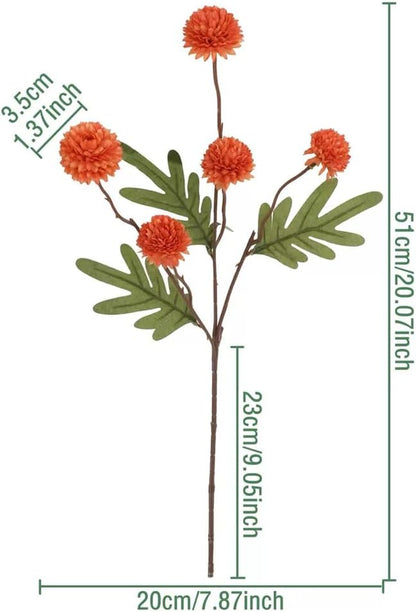 Artificial Flowers for Vases 20.5 Inch 10 Stems，Silk Dried Fake Mums Bouquet Indoor Faux Floral Arrangements for Decoration (Orange)