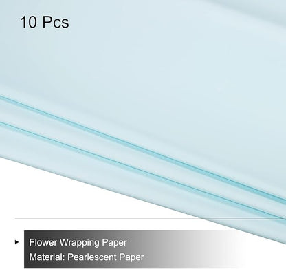MECCANIXITY 10 Pcs Flower Wrapping Paper 22.8x22.8 Inch Waterproof Florists Wrapping Paper for Florist Bouquet Supplies, DIY Crafts, Gift/Gift Box Packaging Blue