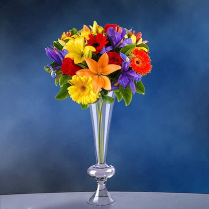 Efavormart Pack of 4-15" Reversible Crystal Ball Trumpet Glass Vase