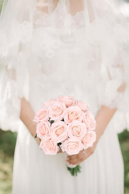 Artificial Rose Flower Blush Flowers Pink Roses Silk Flowers 12 pcs with Long Stem Silk Roses Bouquet for Wedding Bridal Shower Party Home Decoration