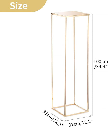 NUPTIO Gold Vases for Centerpieces Wedding - 2 Pcs 39.4 inch Tall Metal Flower Vase Flowers Stand for Party Tables Decorations - Elegant Bulk Weddings Decoration Table Geometric Centerpiece Stand