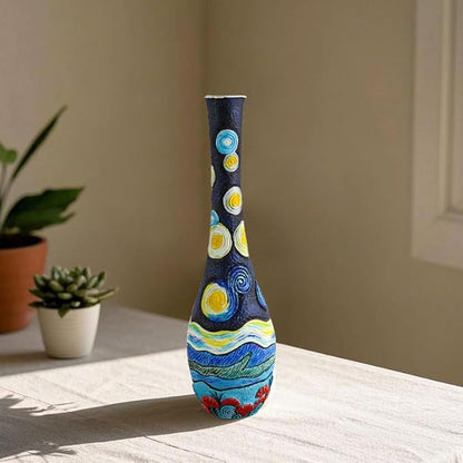Starry Night Vase Plant Pot,Van Gogh Inspired Resin Flower Pot - Abstract Rainbow Planter with Artistic Brushstroke Design Stylish Art Flower Pot Unique Home Decor for Plants (2pcs)