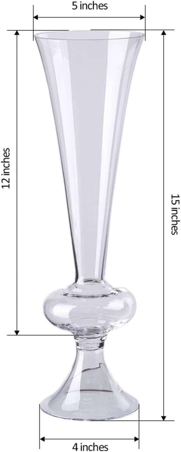 Efavormart Pack of 4-15" Reversible Crystal Ball Trumpet Glass Vase