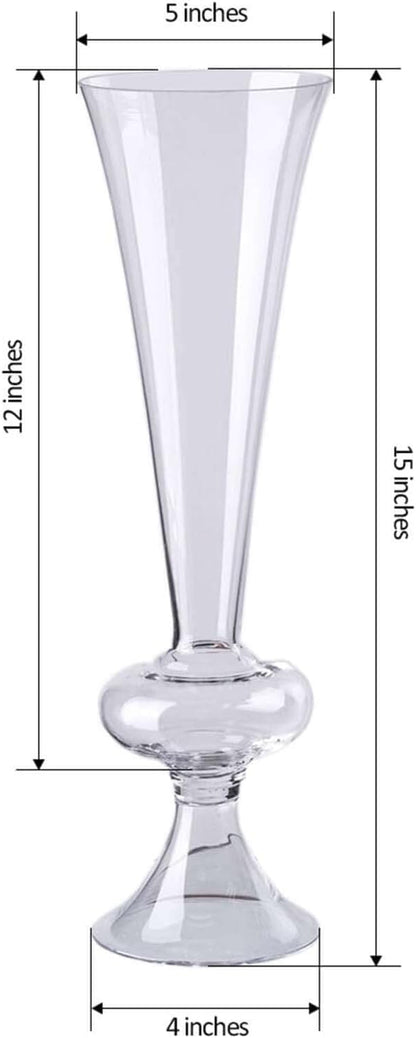 Efavormart Pack of 4-15" Reversible Crystal Ball Trumpet Glass Vase
