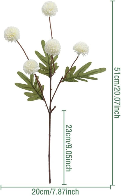 Artificial Flowers for Vases 20.5 Inch 10 Stems，Silk Dried Fake Mums Bouquet Indoor Faux Floral Arrangements for Decoration (White)