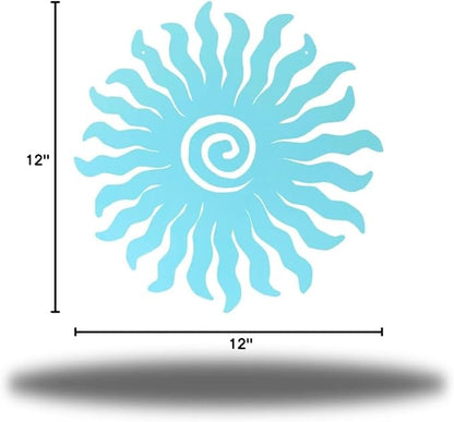 Riverside Designs Sunburst Metal Wall Art Steel Outdoor Decor - Heavy-Duty and Waterproof - Made in USA (12", Sea Foam)