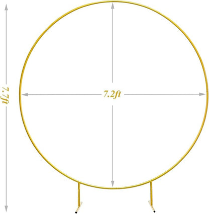 LANGXUN 7.2ft Gold Metal Round Balloon Arch kit, Backdrop Circle Stand Arch Frame for Wedding Birthday Party Decoration, Graduation Decorations and Baby Shower Photo Background