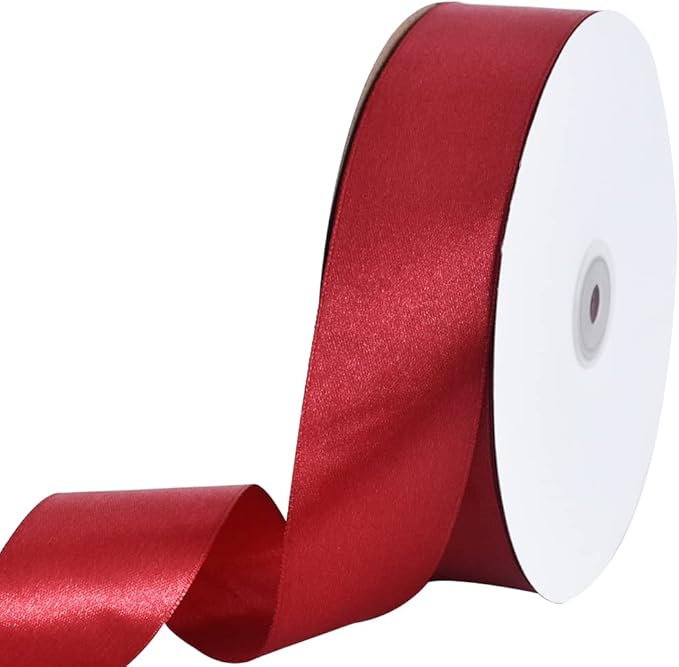 TONIFUL 1-1/2 Inch (40mm) x 100 Yards Dark Red Claret Wide Satin Ribbon Solid Fabric Ribbon for Gift Wrapping Chair Sash Valentine's Day Wedding Birthday Party Decoration Hair Floral Craft Sewing