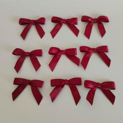 50pcs 1-1/2" Burgundy Satin Ribbon Bows Without Twist Ties Giant Bows for Christmas Holiday Gift Packing&Wrapping (Burgundy)