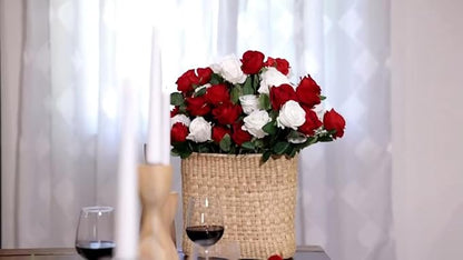 60 Pcs Artificial Roses Bulk Velvet Silk Red Rose Burgundy Roses for Wedding Centerpieces Bridal Bouquet Mohter's Day Valentine's Day Christmas Home Decor (60, Burgundy)
