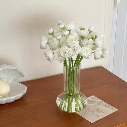 Ranunculus Artificial Flower, 24Pcs Faux Silk Mini Ranunculus Flowers Bulk Fake Wedding Filler Flowers for DIY Bouquet Centerpieces Arrangements Bridal Shower Decorations (Ivory)
