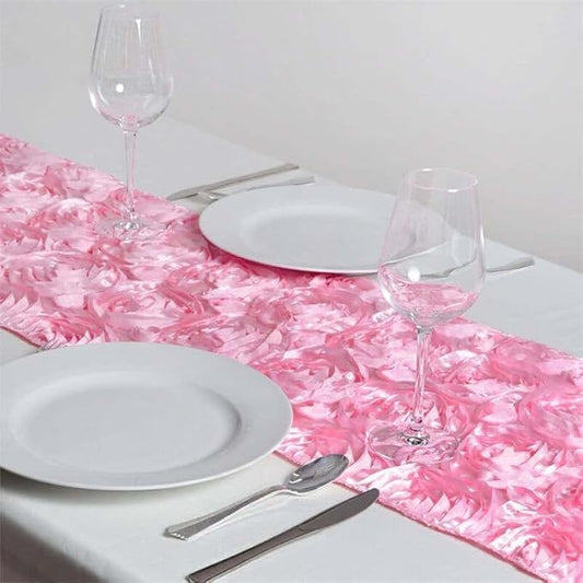Efavormart Wonderland Rosette Premium Table Runners for Weddings Party Banquets Decor Fit Rectangle and Round Table - Pink