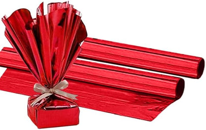 PMU (2 Gift Wrap Mylar Roll Metallic Red 2-sided, 24 Inches X 25 Ft Roll 1.4 Mil Highly Reflective Mylar Film, Great for Gifts, Birthdays, Christmas, Baskets, Arts & Crafts