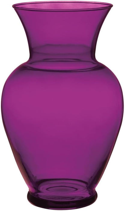 Floral Supply Online 10 5/8" Spring Garden Vase and Flower Guide Booklet- Decorative Glass Flower Vase for Floral Arrangements, Weddings, Home Decor or Office. (Purple)