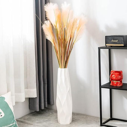 Large Ceramic Floor Vase 17.7 Inches Tall,Tall Vases for Floor White Modern Flower for Home,Farmhouse,Living Room Décor,Simple Origami Design Decorative Porcelain Flower Arrangement Vase Ideal Gift