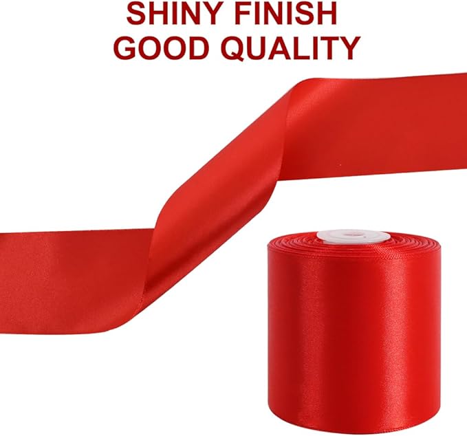 TONIFUL Red Satin Ribbon 3 Inch X 25yds Solid Silk Ribbons for Gift Wrapping, Craft, Floral Bouquets, Valentine's Day Christmas Gift Wrapping, Party Wedding Decoration