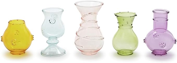 Two's Company Verre Hand-Blown Bud Vases, Glass, Set of 5