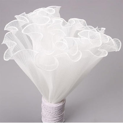 FWSA WRAPS Flower Wrapping Paper Bouquet Floral Packaging Mesh Paper Wrinkled Wavy Net Yarn Valentine's Day Flower Shop Supplies Wedding Birthday Decoration 11 X 162 inches/bag (white)